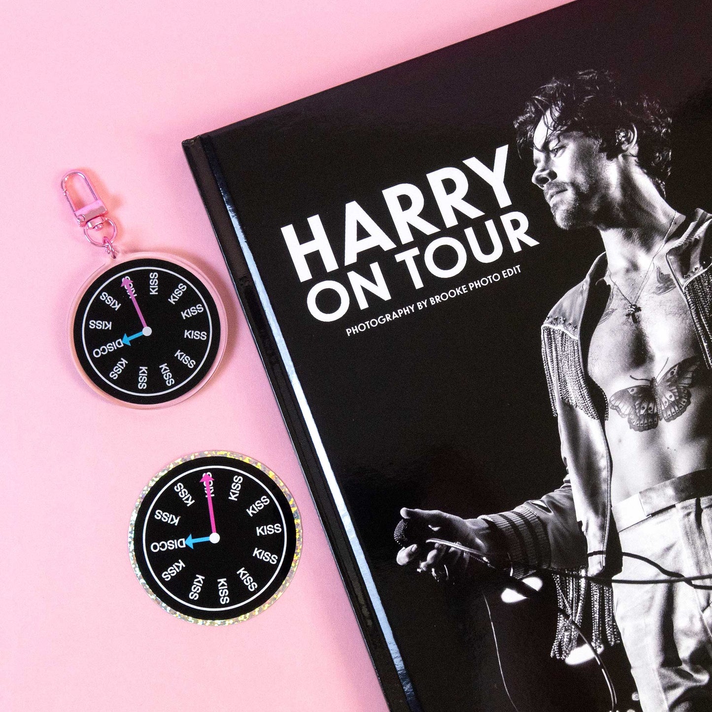 Bundle - Harry On Tour book + Kiss Disco Keychain & Sticker